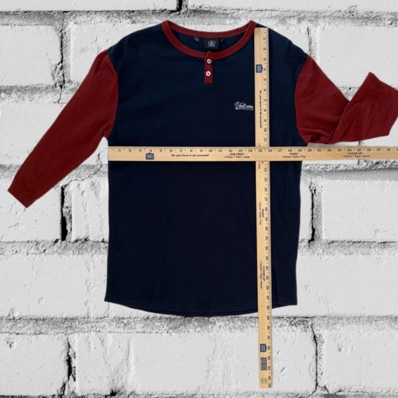 Volcom Thermal Waffle Henley Long Sleeve Tee Blue/Red Men’s Size L - Picture 5 of 11